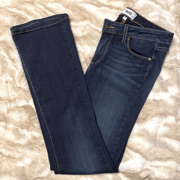 NWOT SILKY SOFT Paige Denim Dark Manhattan Flare Boyfriend Bootcut Jeans Size 30 - Picture 4 of 6